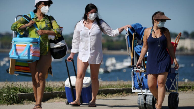 Prepared for a day at the beach in Boston.