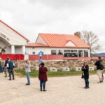 Customers outside Sunday River Brewing Company.