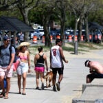 Beachgoers in South Boston.
