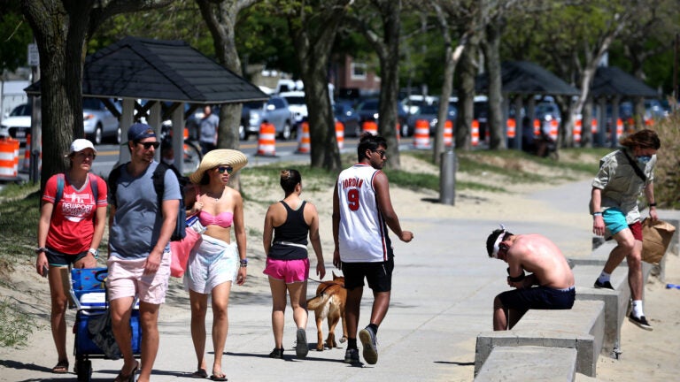 Beachgoers in South Boston.