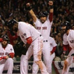 David Ortiz slides home safely.