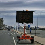 A parking lot in Hampton Beach is empty.