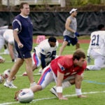 Bill Belichick directs practice