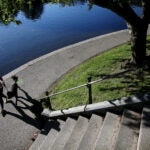 A woman and her dog.