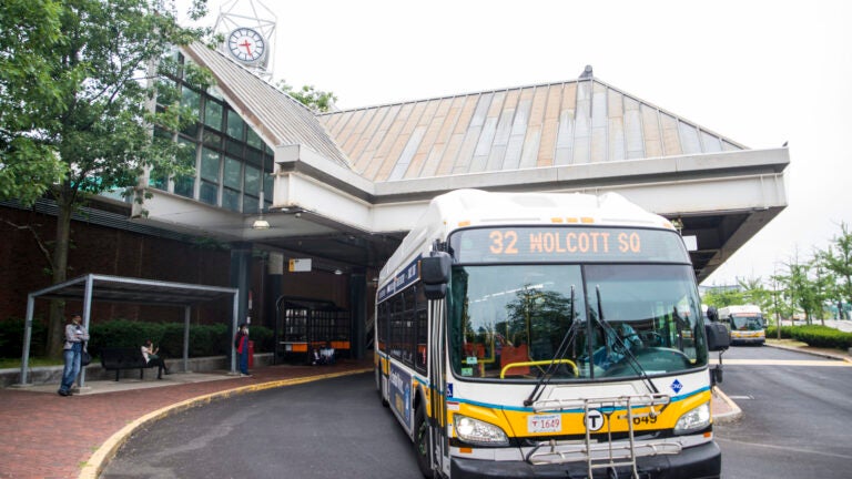 A woman was stabbed near the Orange Line station on Monday afternoon