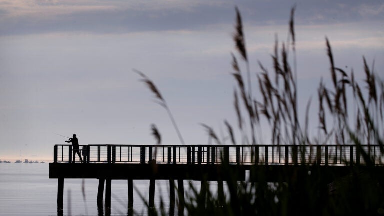 Fishing off the pier near Carson Beach.
