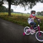 A mother and daughter in Franklin Park.
