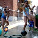 Kids in warm weather.