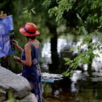 A painter inside the Minuteman National Historical Park.