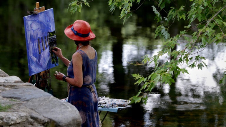 A painter inside the Minuteman National Historical Park.