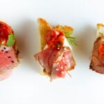 Rib eye with spiced yogurt and grilled focaccia at Senses