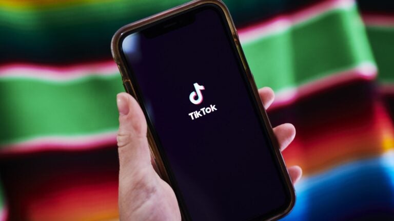 Signage for ByteDance Ltd.'s TikTok.