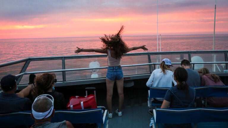 A passenger riding on the Hy-Line ferry.