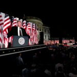 President Donald Trump speaks from the South Lawn.
