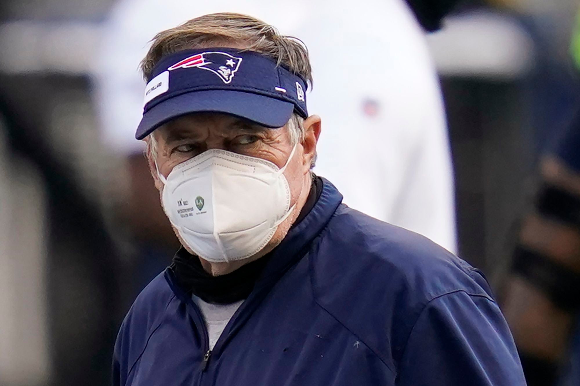 Bill Belichick wearing patch on visor to honor Fritz Pollard