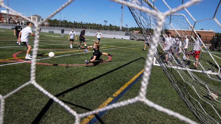 Soccer practice at Marshfield High School.