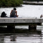 A boat dock on the Boston Esplanade.