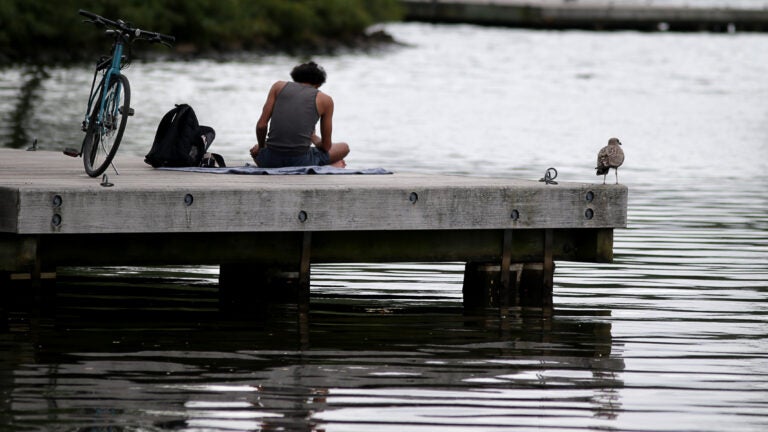 A boat dock on the Boston Esplanade.