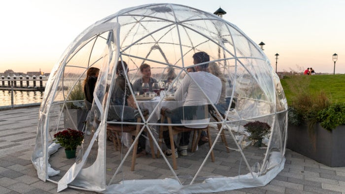 It's frigid. These igloos and fire pits are open this winter.
