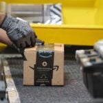 An employee at the Amazon fulfillment center in Baltimore.
