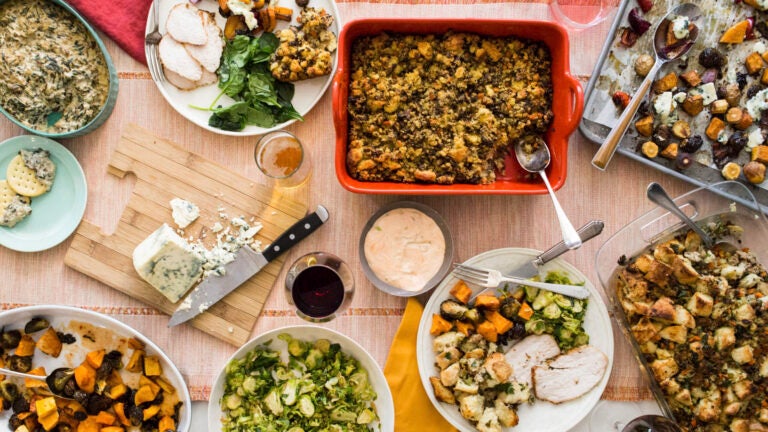 Thanksgiving Table with Food - Celebrations at Home