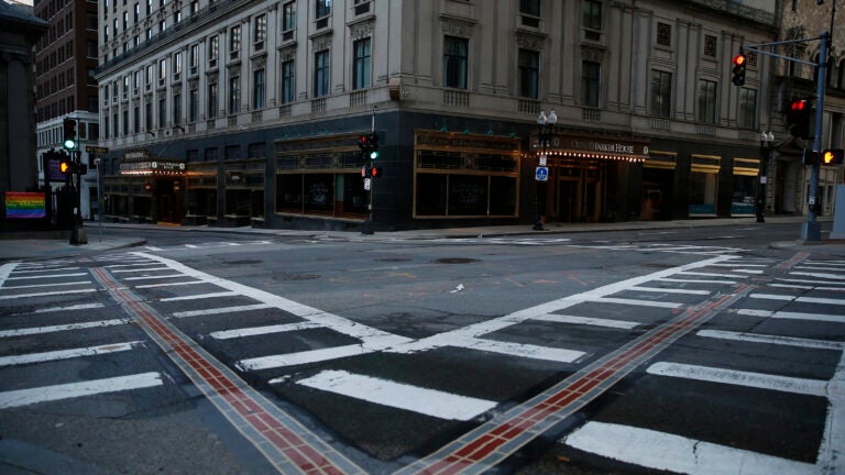 Boston streets are empty downtown as the COVID pandemic began in March 2020