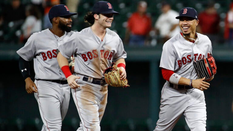 Mookie Betts Andrew Benintendi and Jackie Bradley Jr. Boston Red