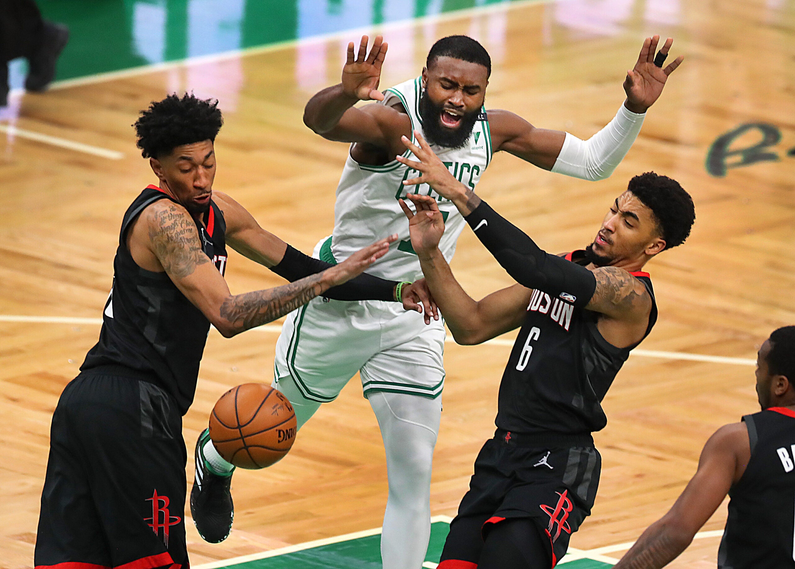 Jaylen Brown 'OK' after suffering knee injury in Celtics win over Rockets