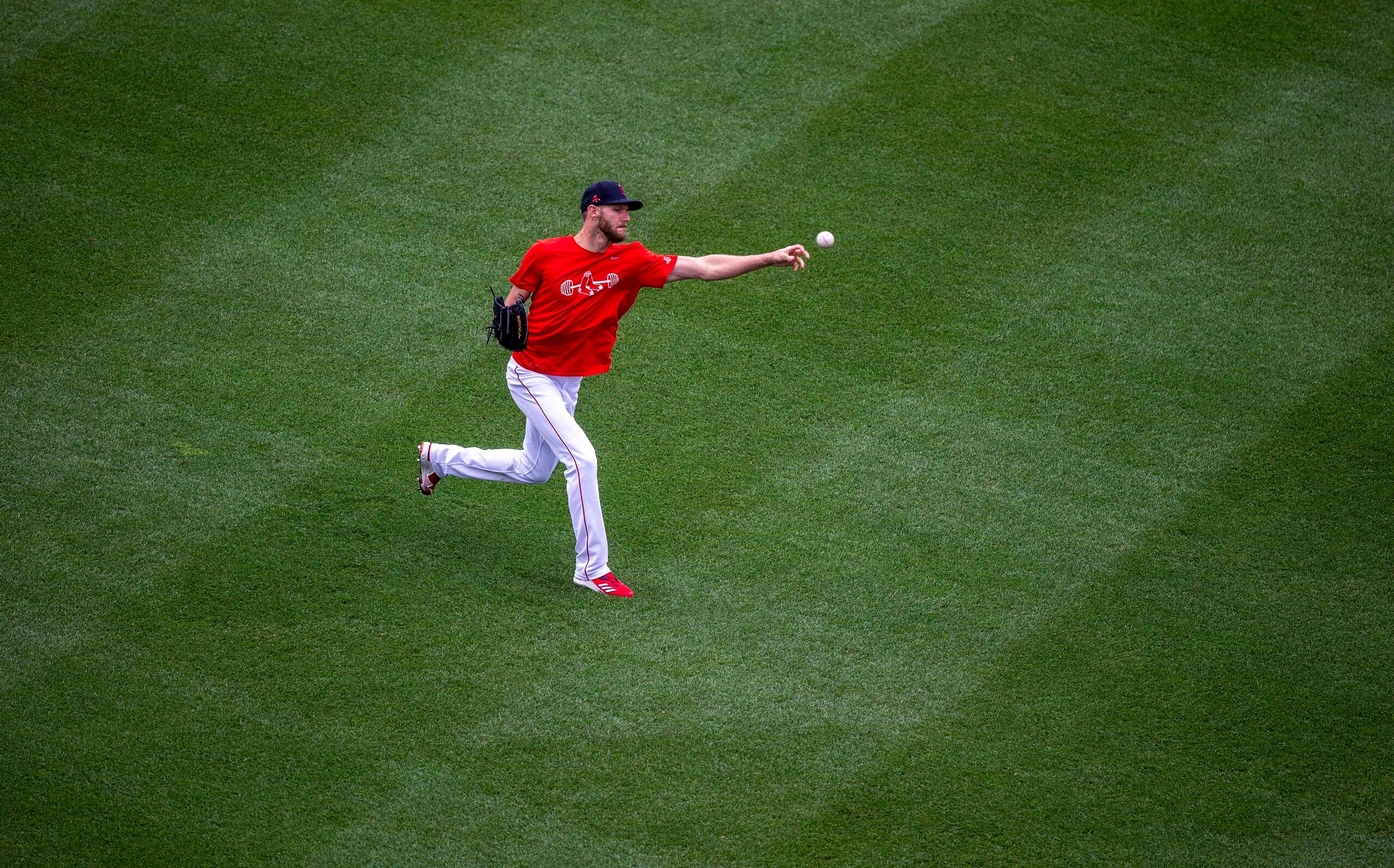 Chris Sale throws batting practice at Fenway Park