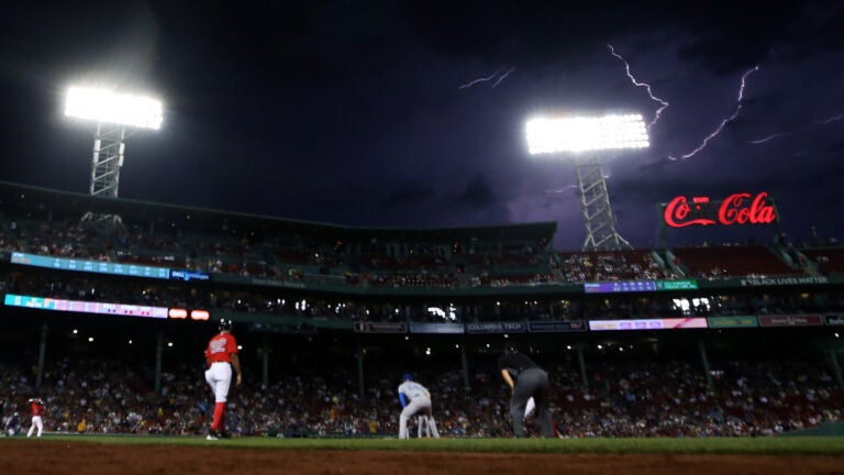 Neither wind, rain delay, nor triple play could derail the Red Sox