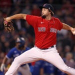 Josh Taylor pitching for the Red Sox.
