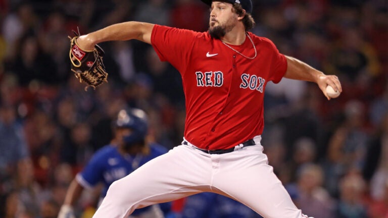 Josh Taylor pitching for the Red Sox.