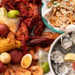 Seafood spread at The Boiling Crab