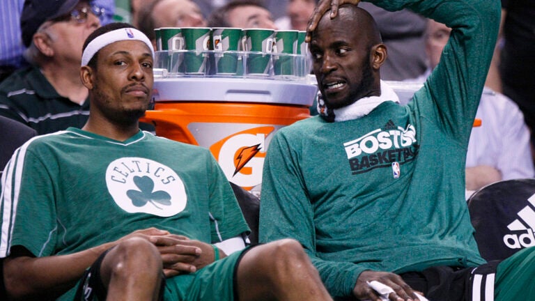 Paul Pierce, Rajon Rondo, and Kevin Garnett of the Eastern