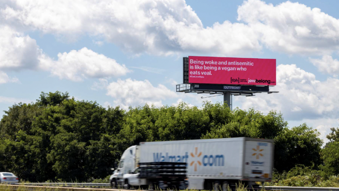 Here's the story behind the pink antisemitism awareness billboards ...