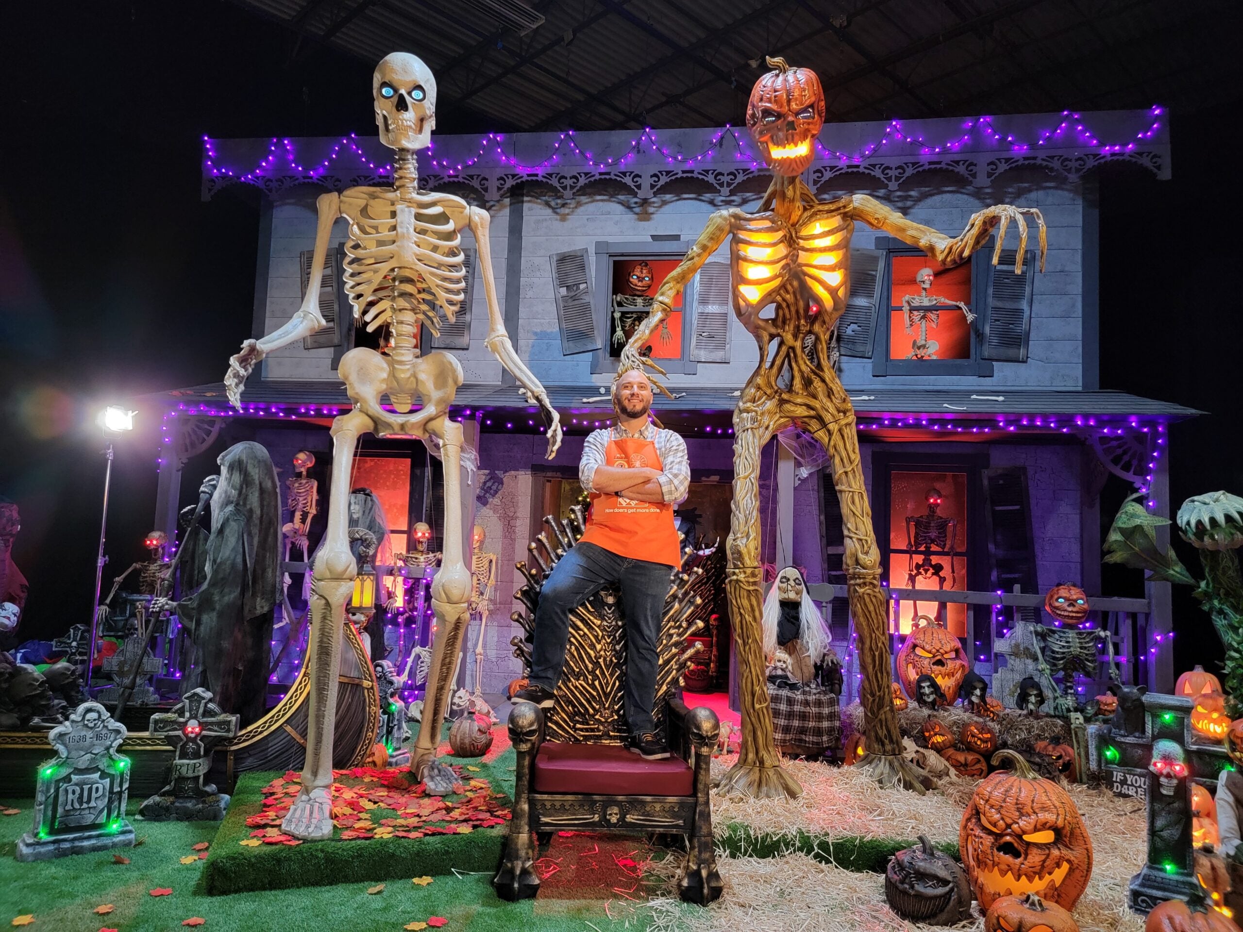 The giant Home Depot skeleton is helping raise money for St. Jude