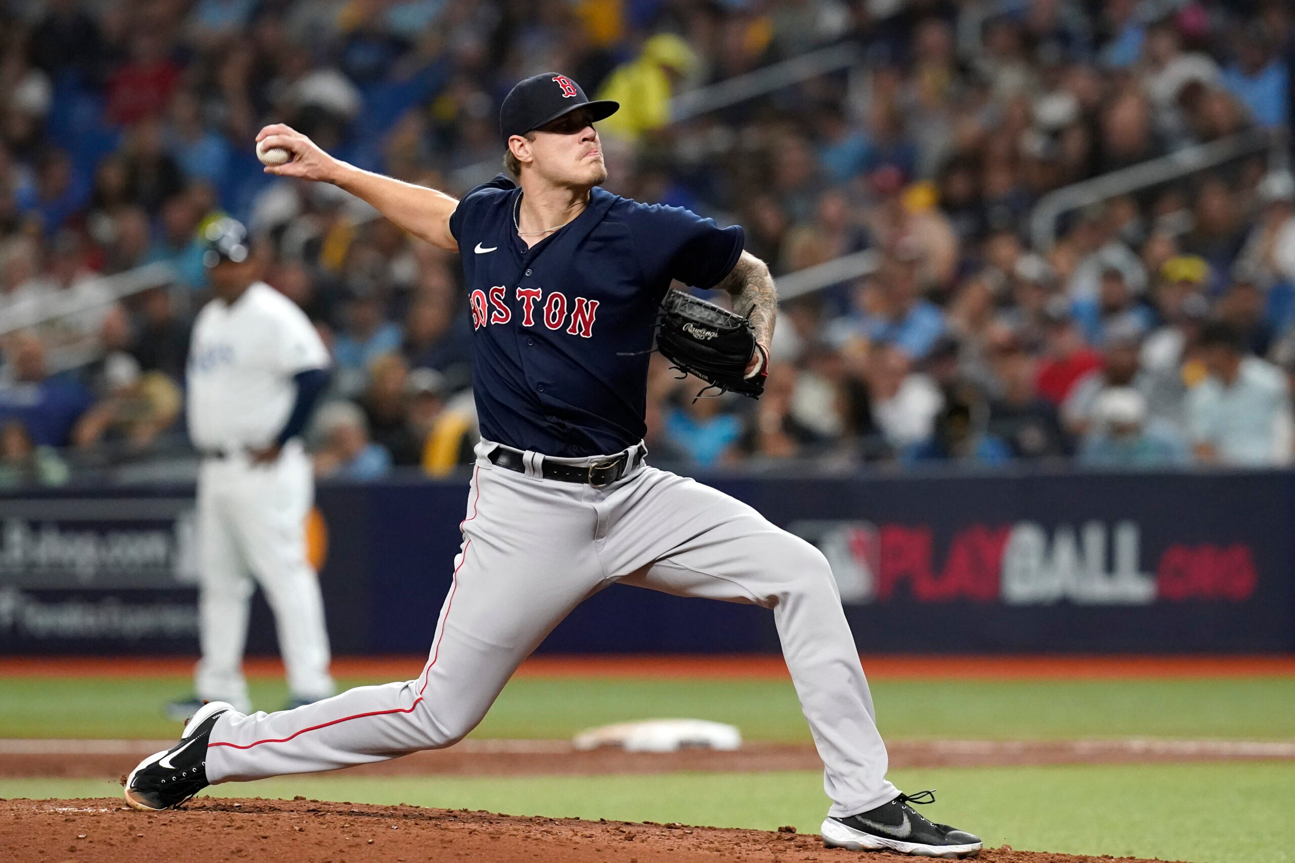 Tanner Houck of the Boston Red Sox pitches in the first inning