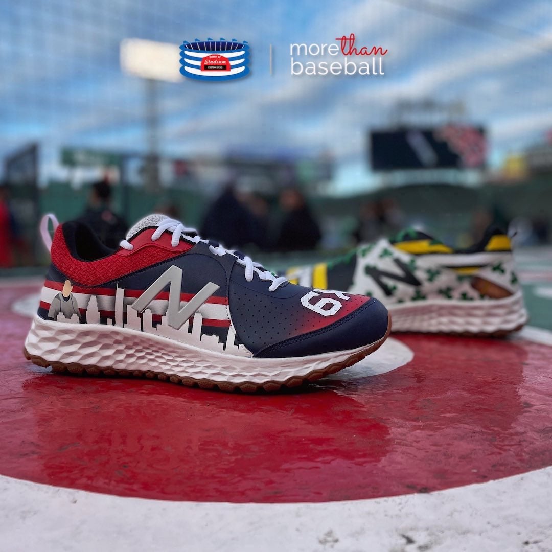 The cleats of Boston Red Sox's Alex Verdugo during a baseball game