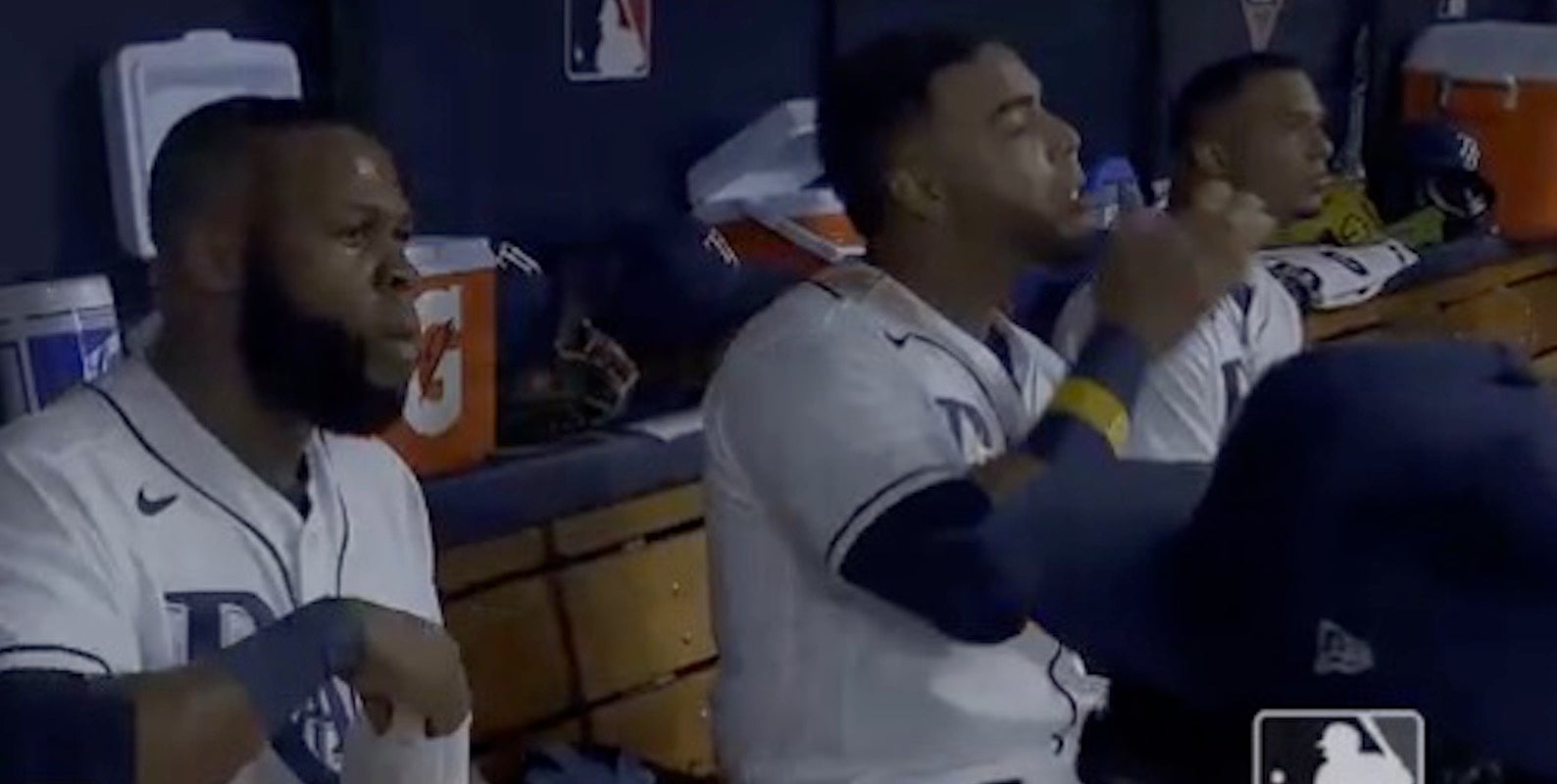 Tampa Bay Rays eat popcorn during ALDS Game 1 against Boston Red Sox