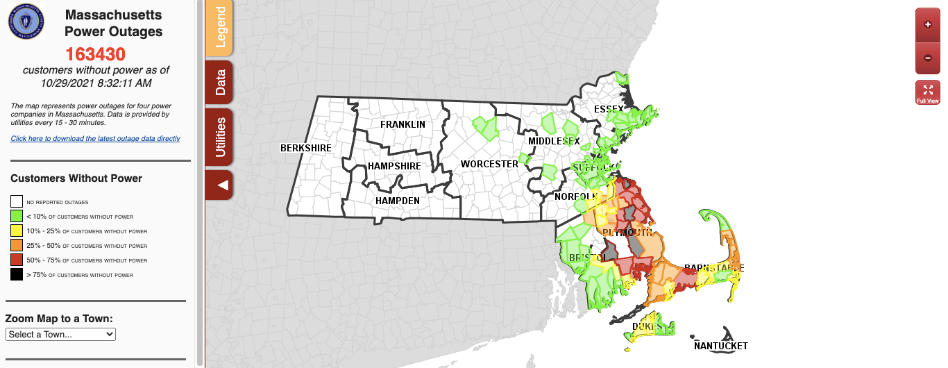 LIVE MAP: Massachusetts power outages