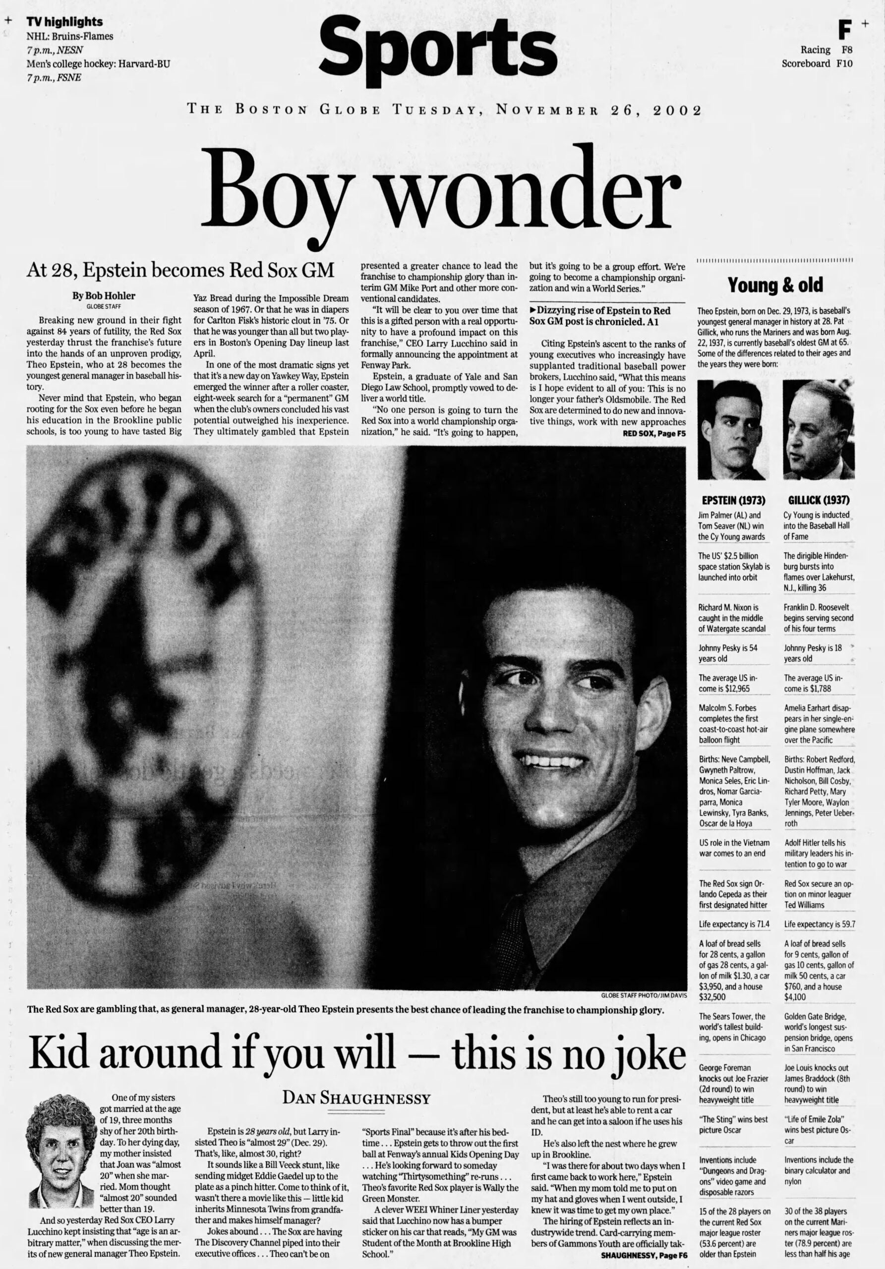 Theo Epstein 2002 Boston Globe