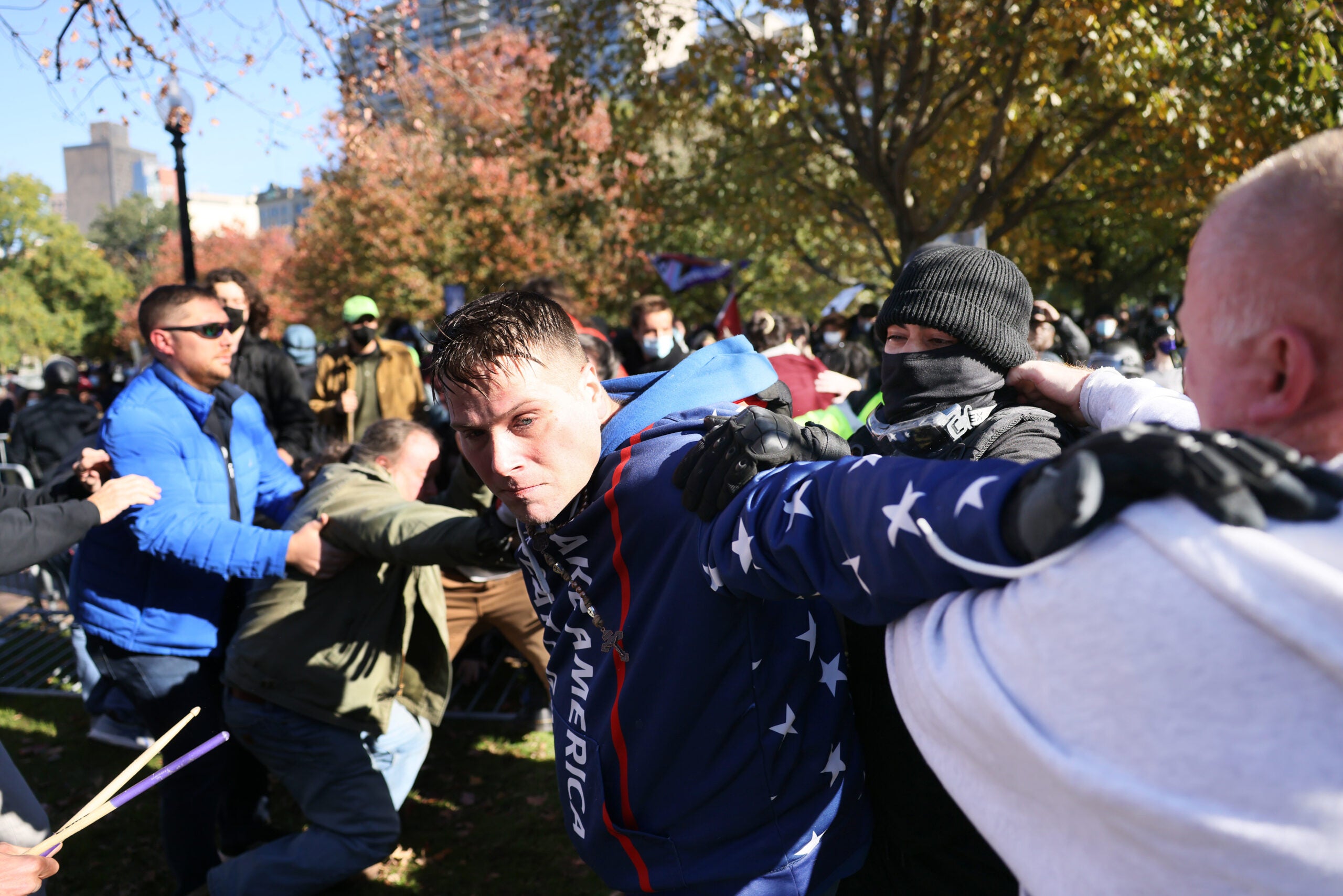 Protesters clash over mask and vaccine mandates at Boston Common