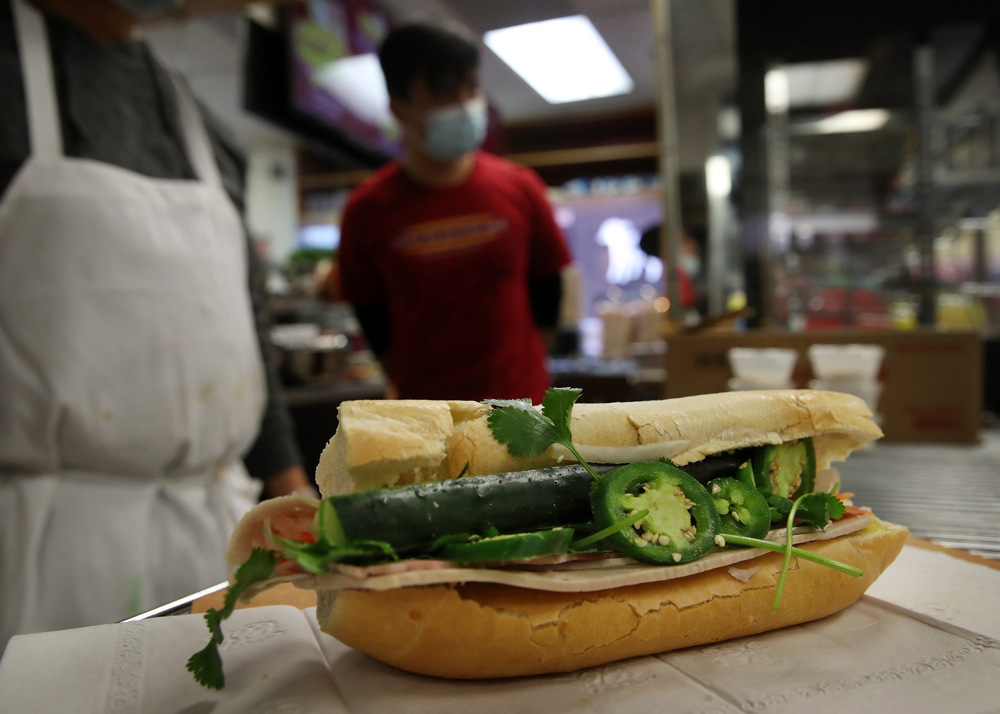 A Banh Mi Dac Biet sandwich at Banh Mi Hu'o'ng Que