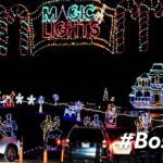 The entrance to the "Magic of Lights" display at Gillette Stadium.