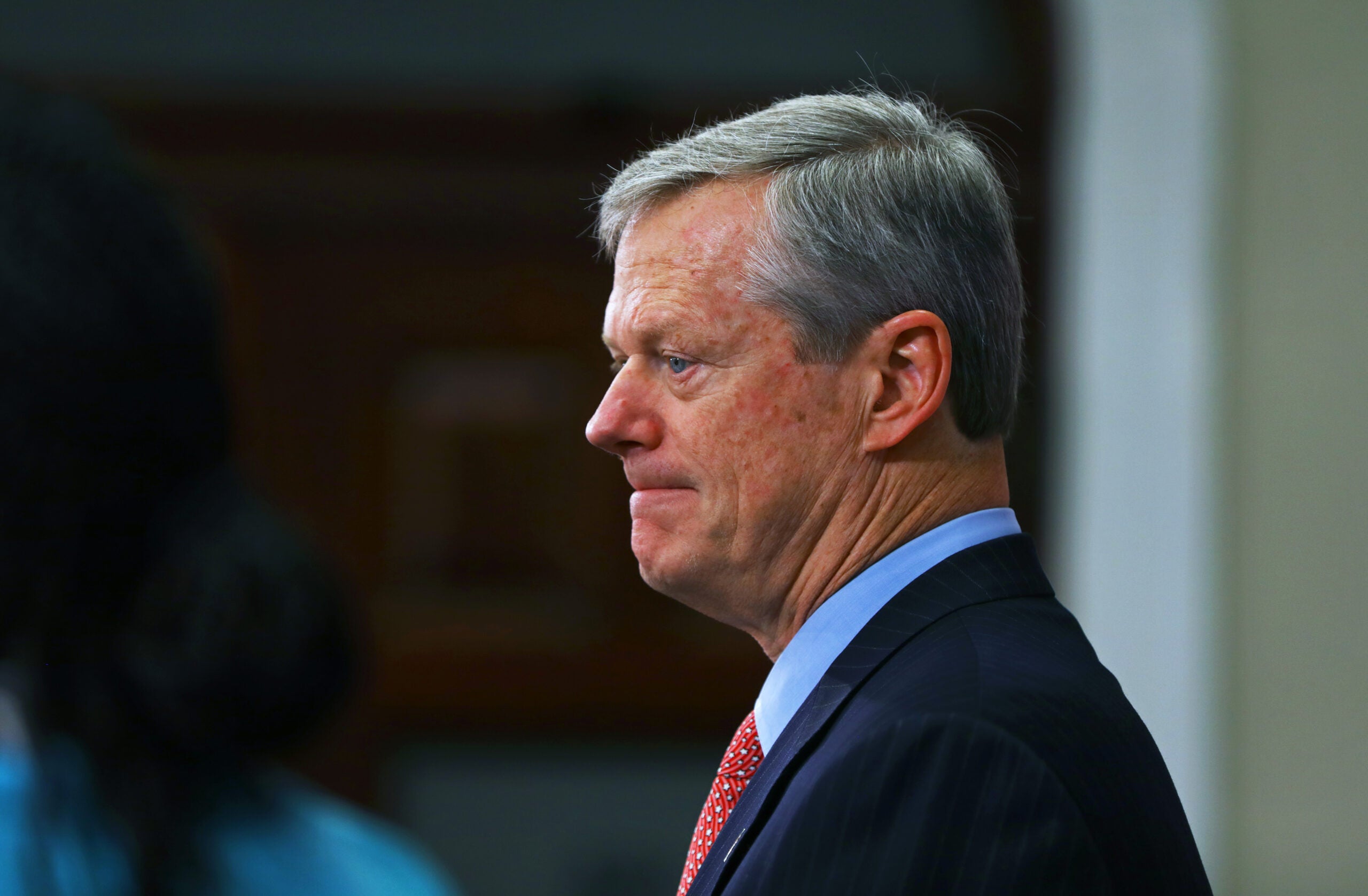 A teary Charlie Baker urges action on dangerousness, revenge porn