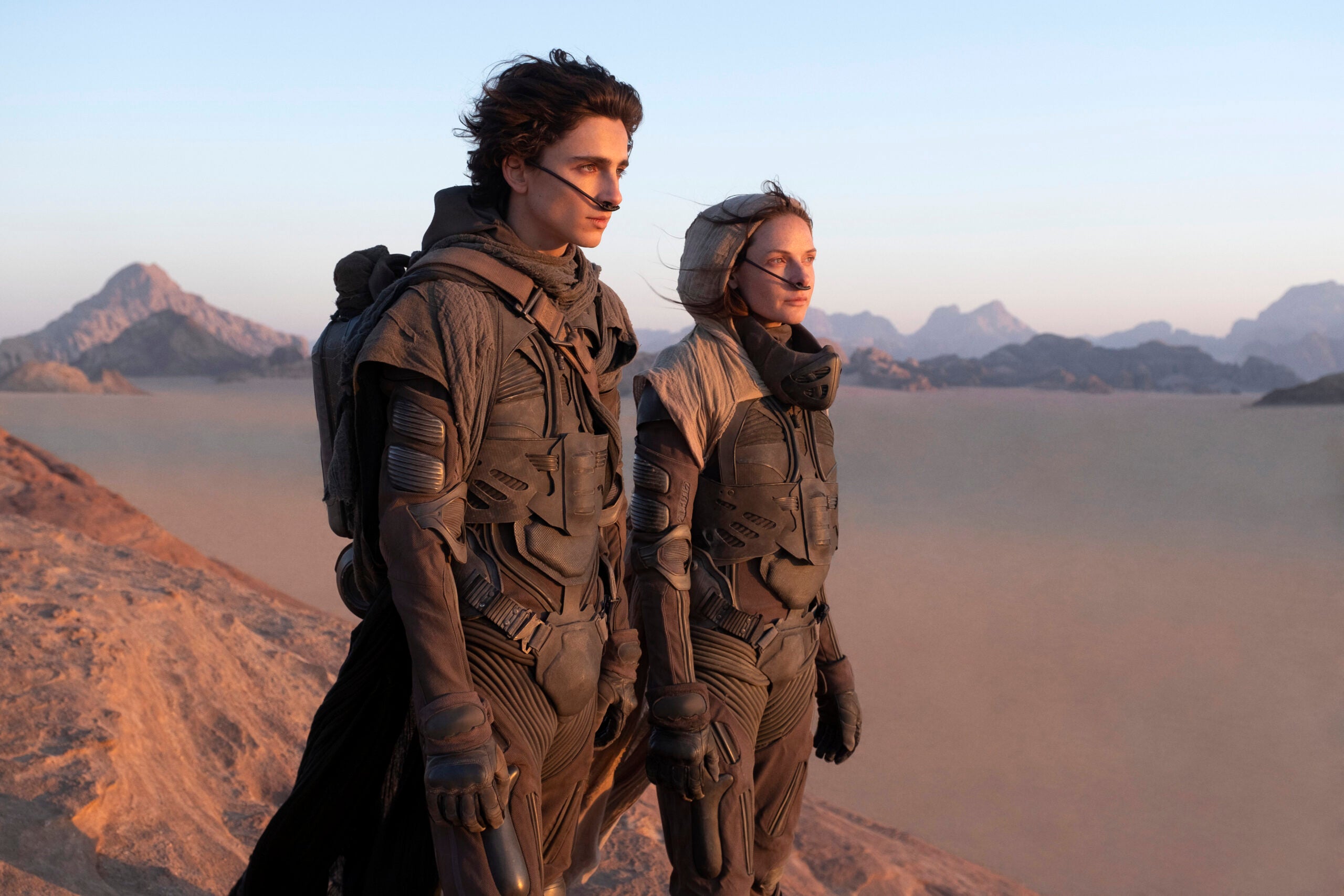 Timothee Chalamet, and Rebecca Ferguson in "Dune."
