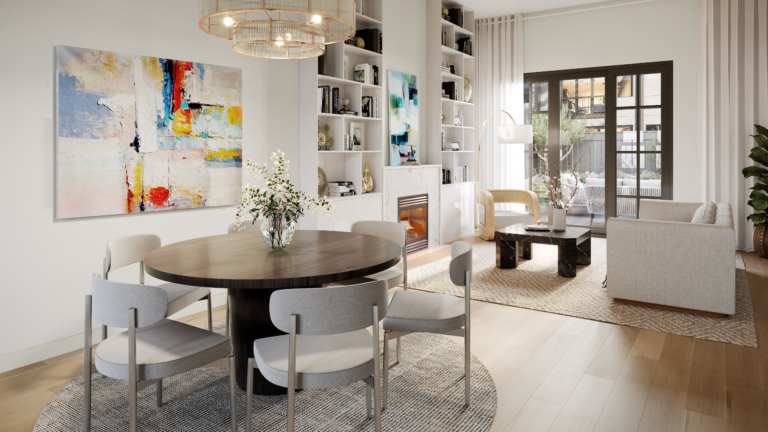 130-132 Arlington Unit 1 Boston living dining render