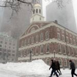 snowy scene in boston, massachusetts
