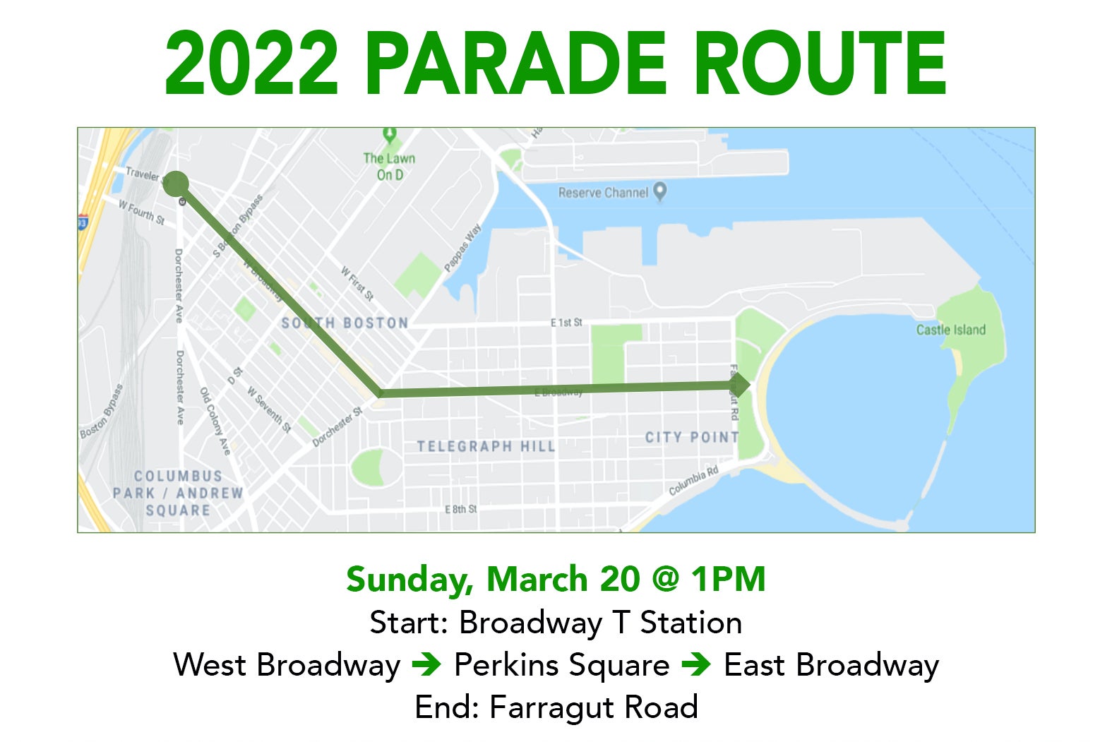 Here's a map of the St. Patrick's Day Parade route (updated)