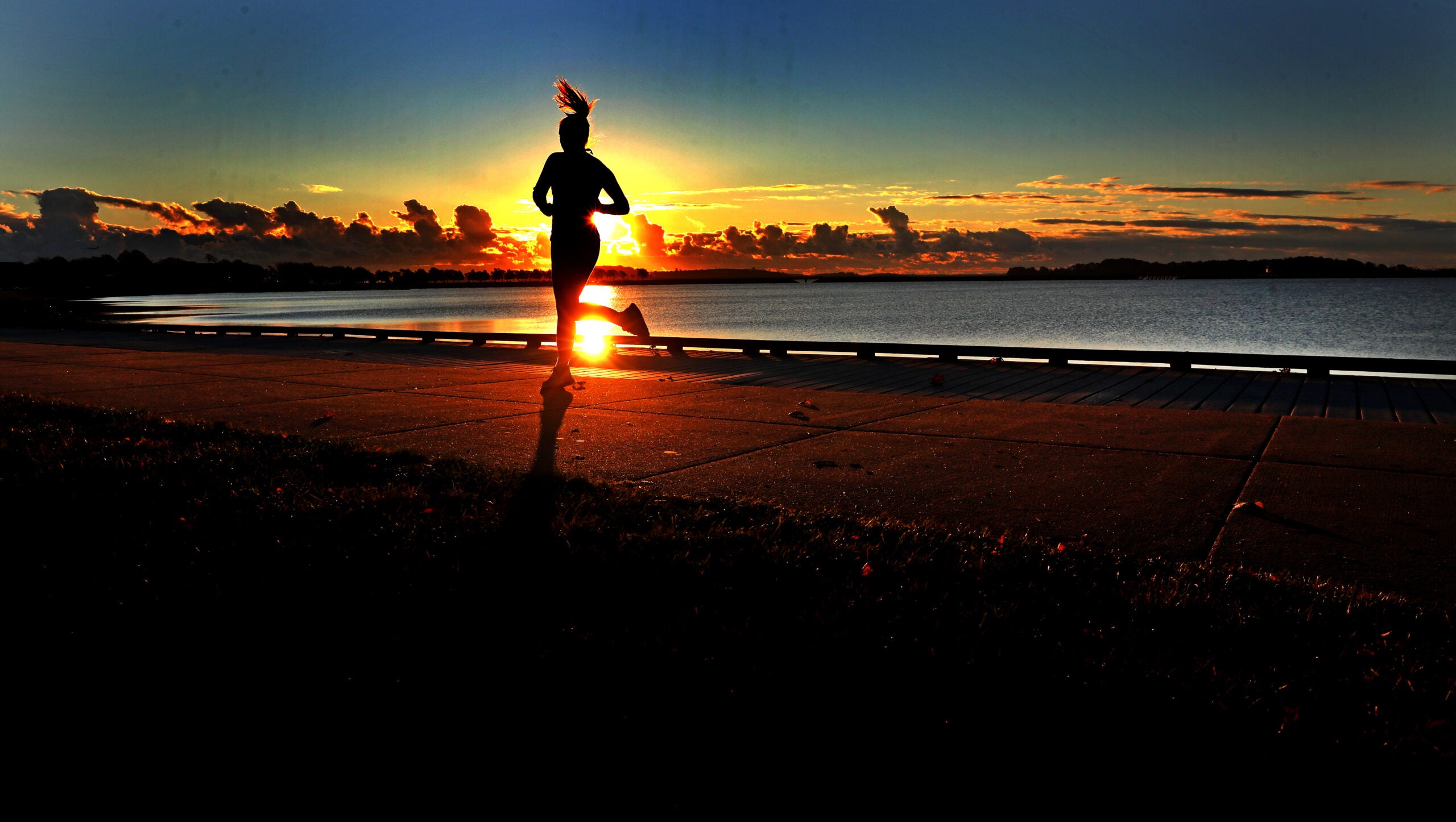 A morning runner at Pleasure Bay in South Boston.